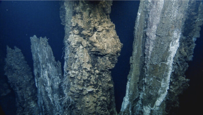 submerged columns of solidified material